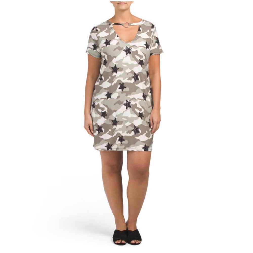 NWT Eye Candy Camo Print Bodycon Dress with Choker